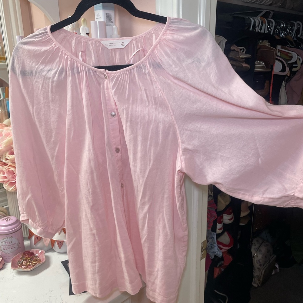 LC Lauren Conrad Peasant Sleeve Button Blouse